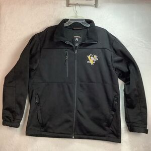 Men's Pittsburgh Penguins Antigua Black Traverse Full-Zip Jacket Size Large